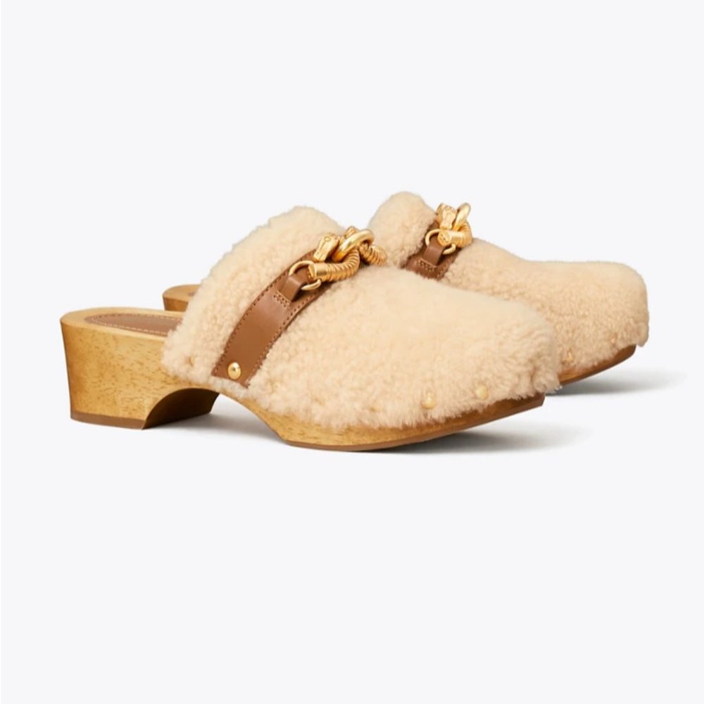 NEW WITH DUST BAGS AND BOX  TORY BURCH JESSA SHEARLING CLOG SZ 7.5